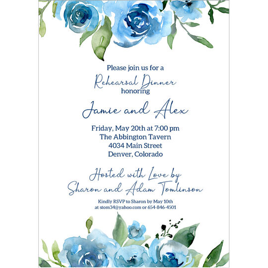 Shades of Blue Roses Invitations
